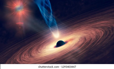 Abstract space wallpaper. Black hole with nebula over colorful stars and cloud fields in outer space. Elements of this image furnished by NASA.