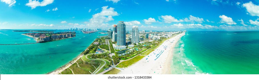 Panorama view of Miami Beach, South Beach, Florida, USA. 