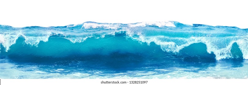 Sóng biển xanh với bọt trắng bị cô lập trên nền trắng.