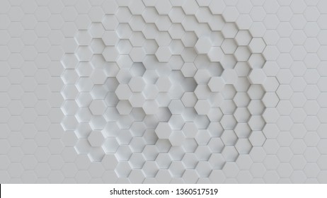 Textura de fondo blanco hexagonal. ilustración 3d, representación 3d