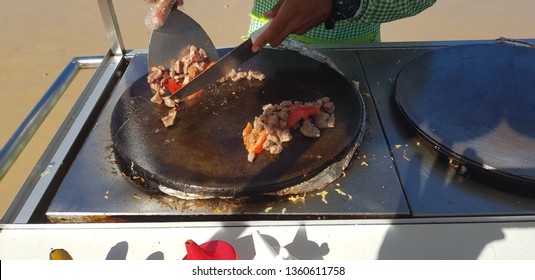 Chicken crepe prepared on the beach of Natal in Brazil