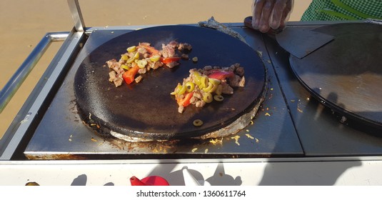 Chicken crepe prepared on the beach of Natal in Brazil