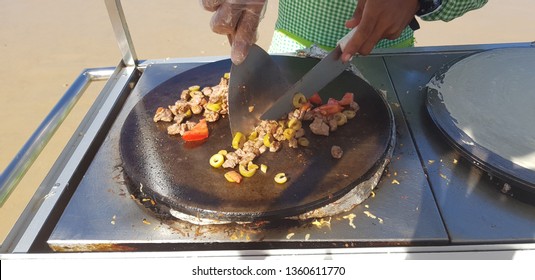 Chicken crepe prepared on the beach of Natal in Brazil