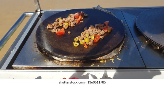 Chicken crepe prepared on the beach of Natal in Brazil