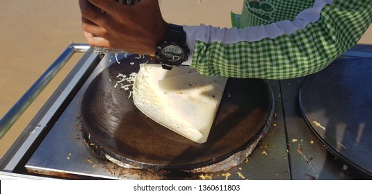 Chicken crepe prepared on the beach of Natal in Brazil
