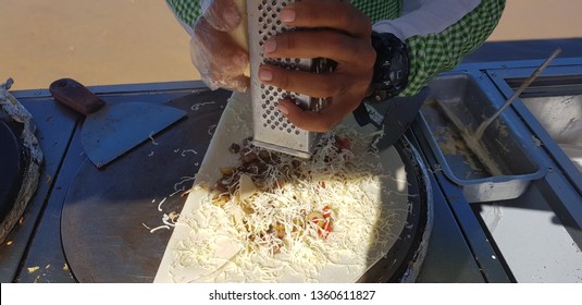 Chicken crepe prepared on the beach of Natal in Brazil