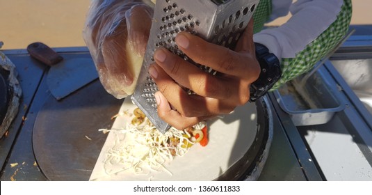 Chicken crepe prepared on the beach of Natal in Brazil