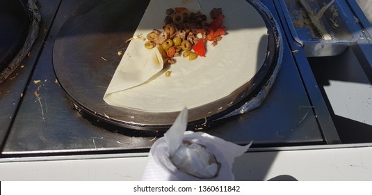 Chicken crepe prepared on the beach of Natal in Brazil