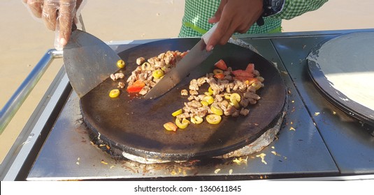Chicken crepe prepared on the beach of Natal in Brazil