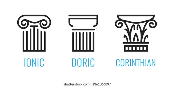 Linear Drawing Ancient Greek Column. Architect Symbol Ionic Column. Vector  Art For Design Of Posters, Clothes, Logo, Invitations. Royalty Free SVG,  Cliparts, Vectors, and Stock Illustration. Image 188822031.