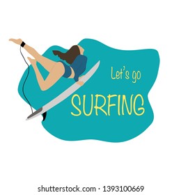 Surfer Girl emblem Logo Vector (.AI) Free Download