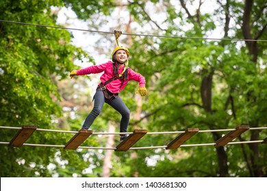 Artworks depict games at eco resort which includes flying fox or spider net. Children summer activities. Happy Little child climbing a tree