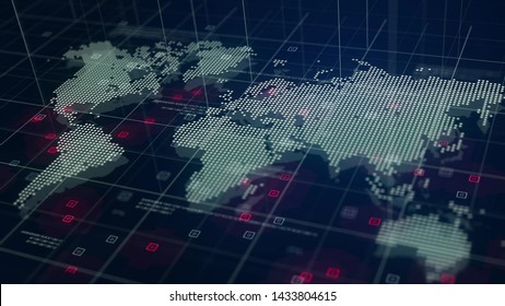 Bản đồ thế giới kỹ thuật số nền ba chiều màu xanh