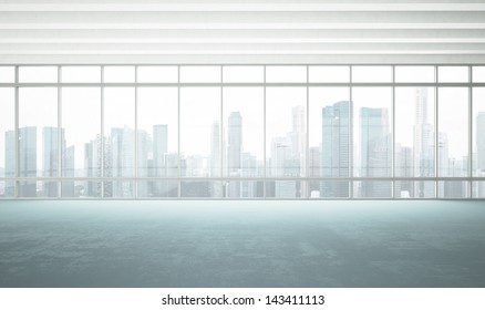 ホワイトオフィスの大きな窓