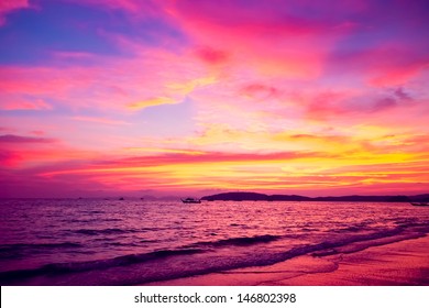 Beach background with palm tree Tropical beach palm leafs Pink sunset in  tropic Blurred photo with soft focus Stock Photo  Adobe Stock