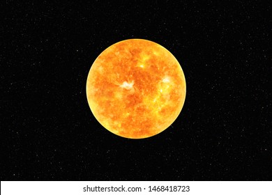 太陽系の暗い星空に対する明るい太陽、NASA から提供されたこの画像の要素