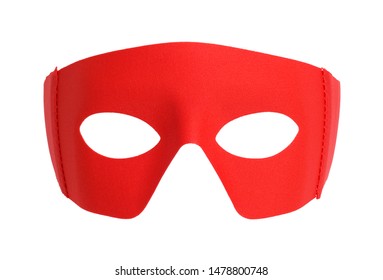 Red Fabric Hero Mask Isolated on White.