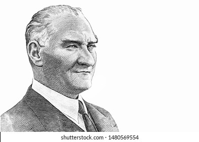 Präsident Mustafa Kemal Atatürk Portrait von türkischen Banknoten.