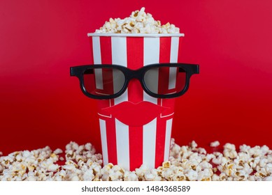 Advertising poster premiere blockbuster concept. Full length size photo of pretty beautiful looking like charming lady middle small size cup bag container of delicious food isolated bright background
