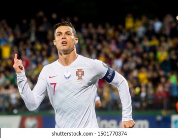 VILNIUS, LITHUANIA - September 10th 2019: Cristiano Ronaldo during a UEFA Euro 2020 qualifier between Lithuania and Portugal at LFF Arena.