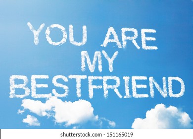 "Je bent mijn beste vriend" wolk woord op lucht