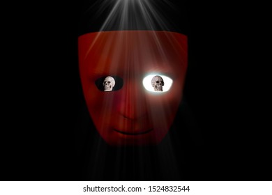 赤マスク。目玉スカル。そして死者の日。黒の背景