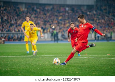 Kyiv, Ukraine - October 14, 2019: Cristiano Ronaldo during the match of qualifying EURO 2020.