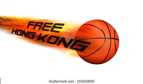 Free Hong Kong pro-independence movement with basketball.