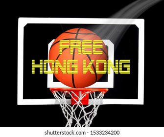 Free Hong Kong pro-independence movement with basketball.