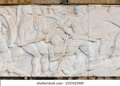 Termópilas, Grecia. Monumento conmemorativo al rey de Esparta Leónidas, los 300 espartanos y los 700 tespios que lucharon en la batalla de las Termópilas