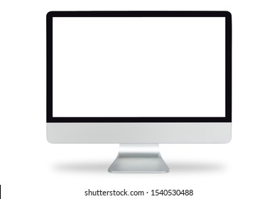 Pantalla de ordenador con pantalla blanca en blanco, monitor de ordenador aislado en fondo blanco con trazado de recorte.