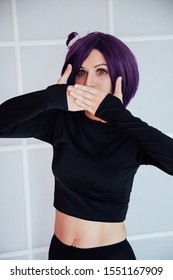 mor saçlı moda kadın anime Japonya cosplay