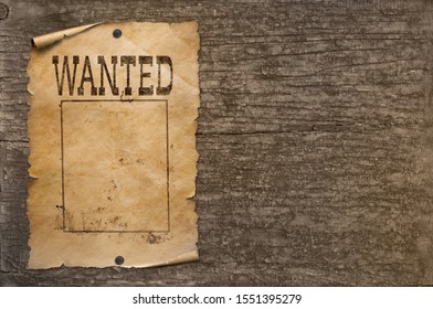 Wanted wild west poster on wood wall