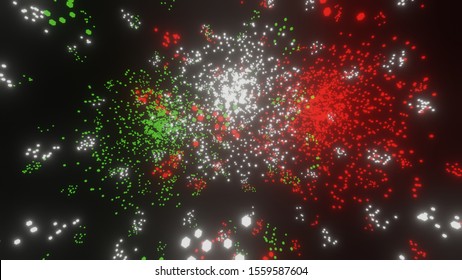 Mexico fireworks, representing mexican flag in green, white and red. Frequently seen on independence day on 16 september or in Mexico national football team match