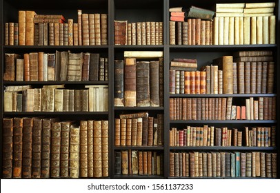 libros antiguos en estante de madera