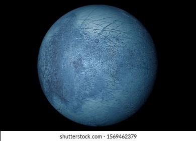 木星の衛星、ヨーロッパ。背景は黒。この画像の要素はNASAから提供されたものです。