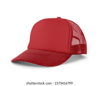 Side View Realistic Cap Mock Up In Red Cayenne Color is a high resolution hat mockup to help you present your designs or brand logo beautifully.