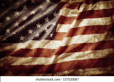 Closeup dari bendera Amerika grunge
