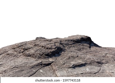 崖の石は、白い背景で隔離山の岩の一部に位置しています。