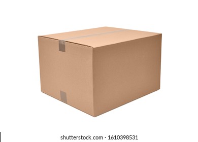   Gray cardboard box on a white background                             