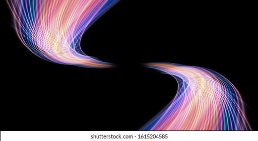 Fondo abstracto de luz de cuento de hadas de larga exposición sobre fondo negro, fondo tecnológico