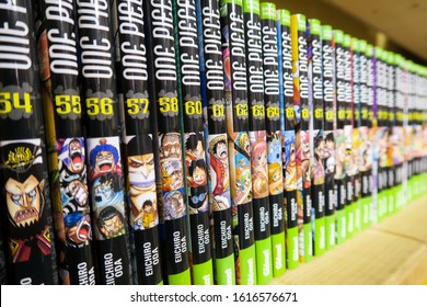 One piece book collection in a row