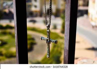 Cross Pendant with Gemstones works Isolated with Beautiful Background