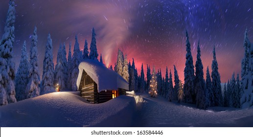 L'ascension d'une montagne alpine sauvage touristique jusqu'à une cabane abandonnée, afin d'illuminer la canopée enneigée des épicéas au lever et au coucher de la lune, pour apercevoir la première étoile de Noël dans les Carpates...
