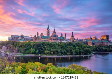 Parliament Hill in Ottawa, Ontario, Canada at Sunset