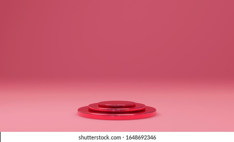 Podium mit Bühne, Bühne, Podium, Auszeichnung, roter Hintergrund, 3D-Renderings