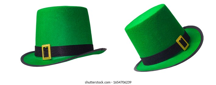 Chapéu verde de duende para o dia de São Patrício, dois ângulos diferentes