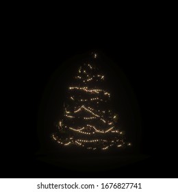Lampu pohon Natal dengan latar belakang hitam terisolasi