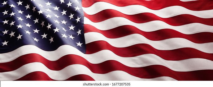記念日または 7 月 4 日のアメリカ国旗の波のクローズ アップ