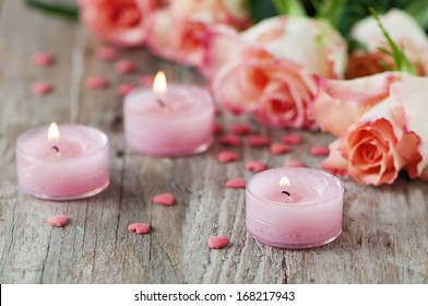 Valentine's Day - Heart Candle And Rose Petals 2k Wallpaper Download